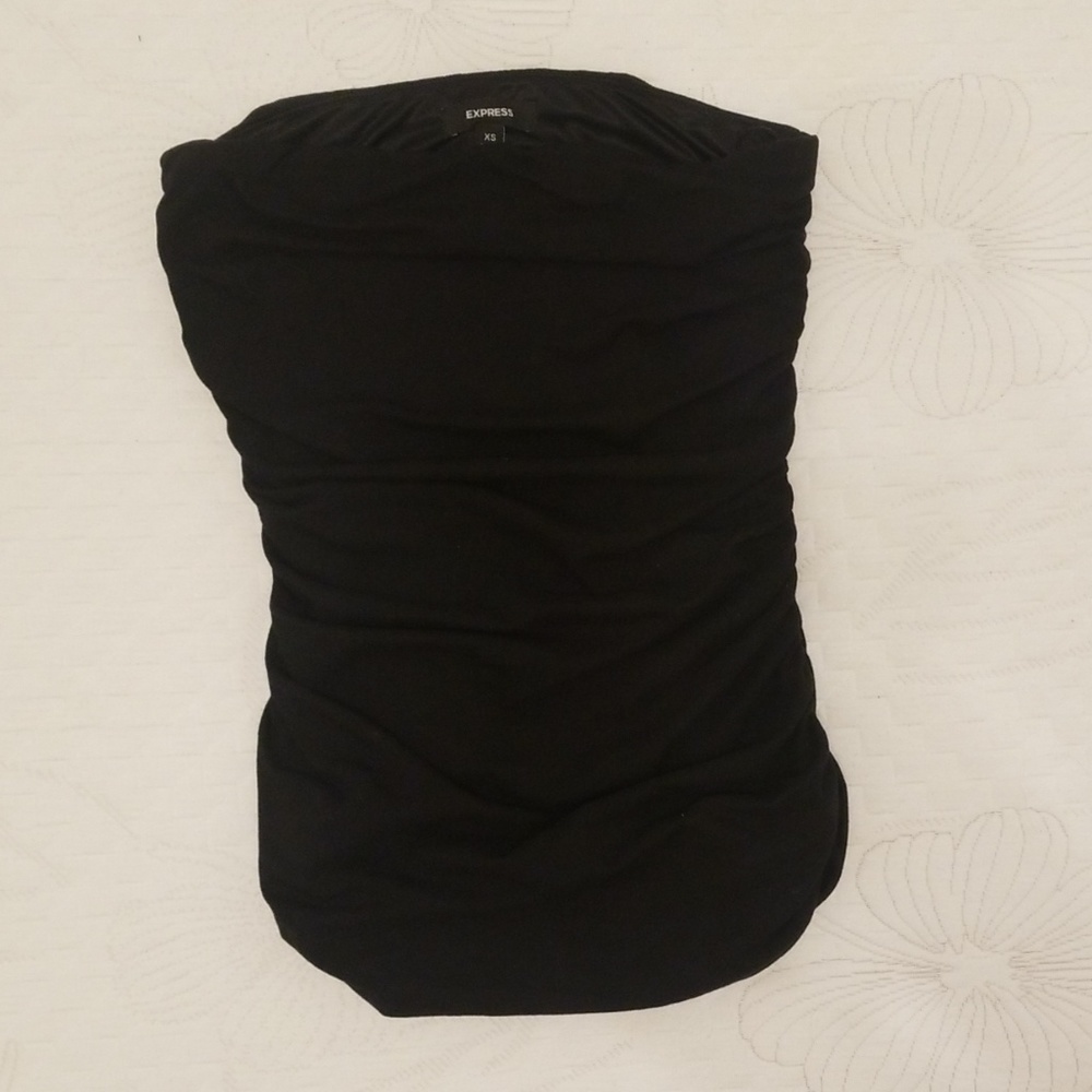 Black ruched tube top